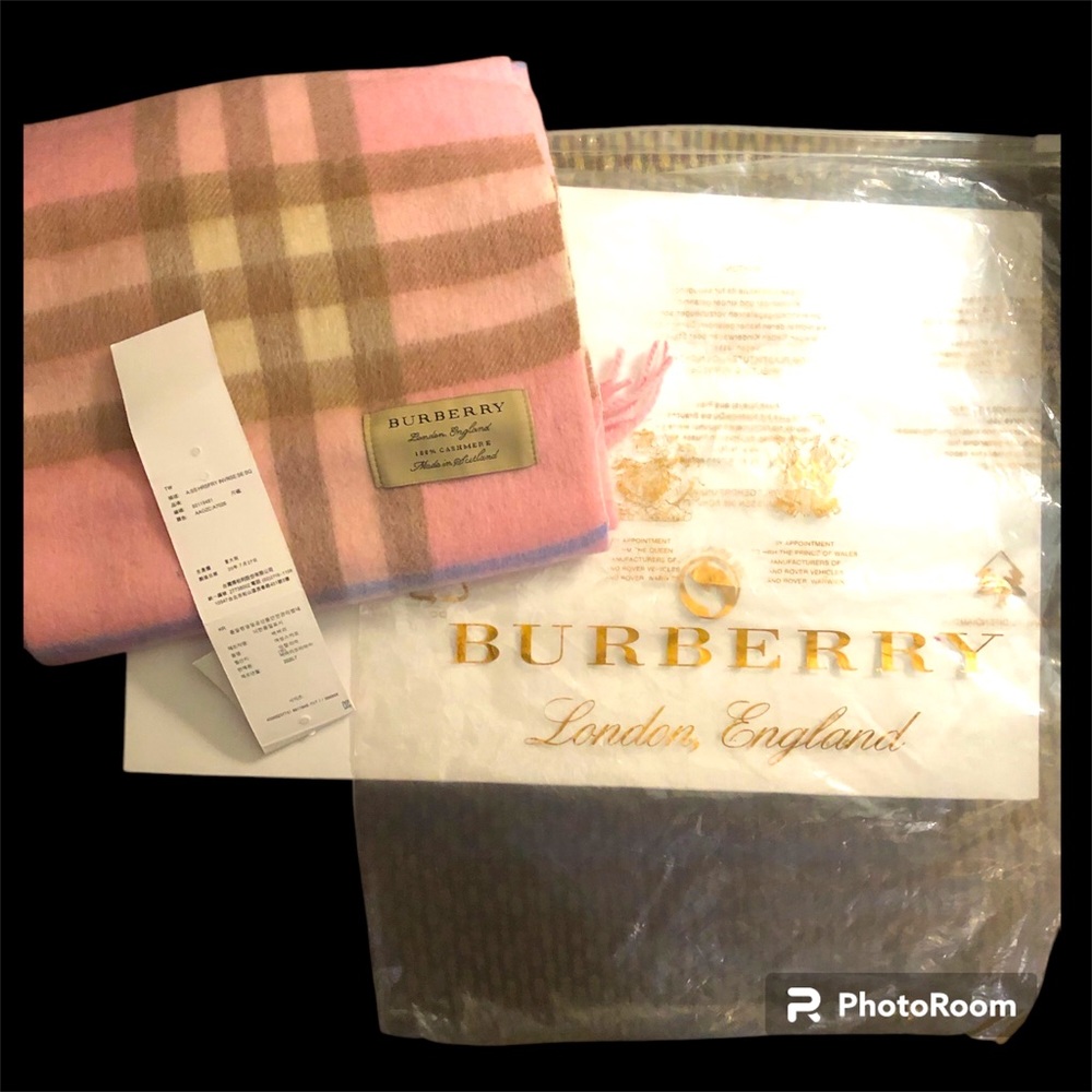 Authentic Burberry Pink and Brown Plaid Scarf NWT